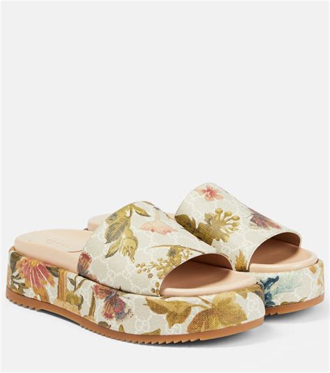 floral gucci slide|gucci floral platform slides.